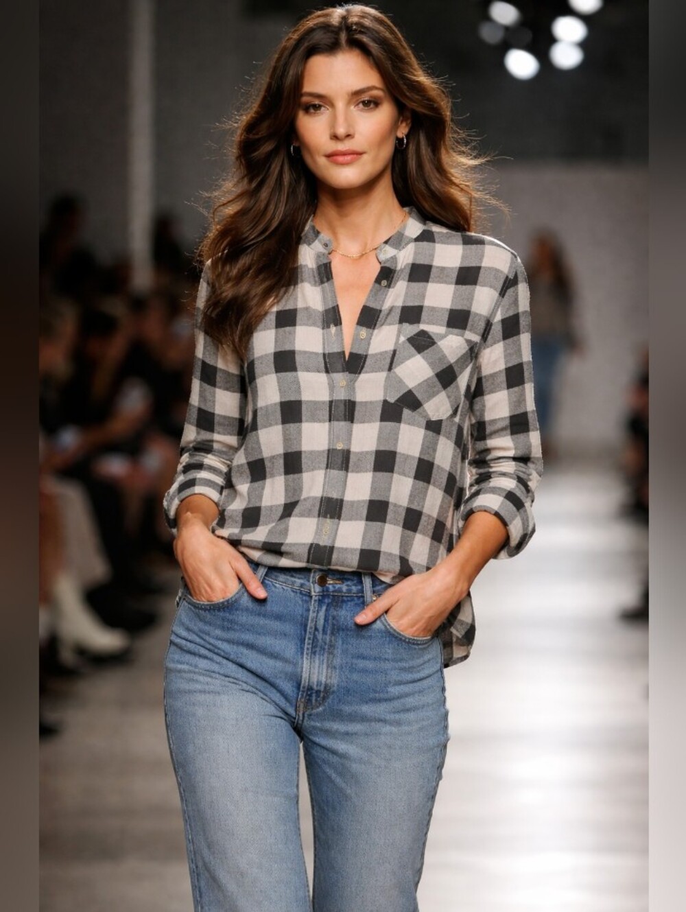 Patagonia Black and White Plaid Button-Up Shirt